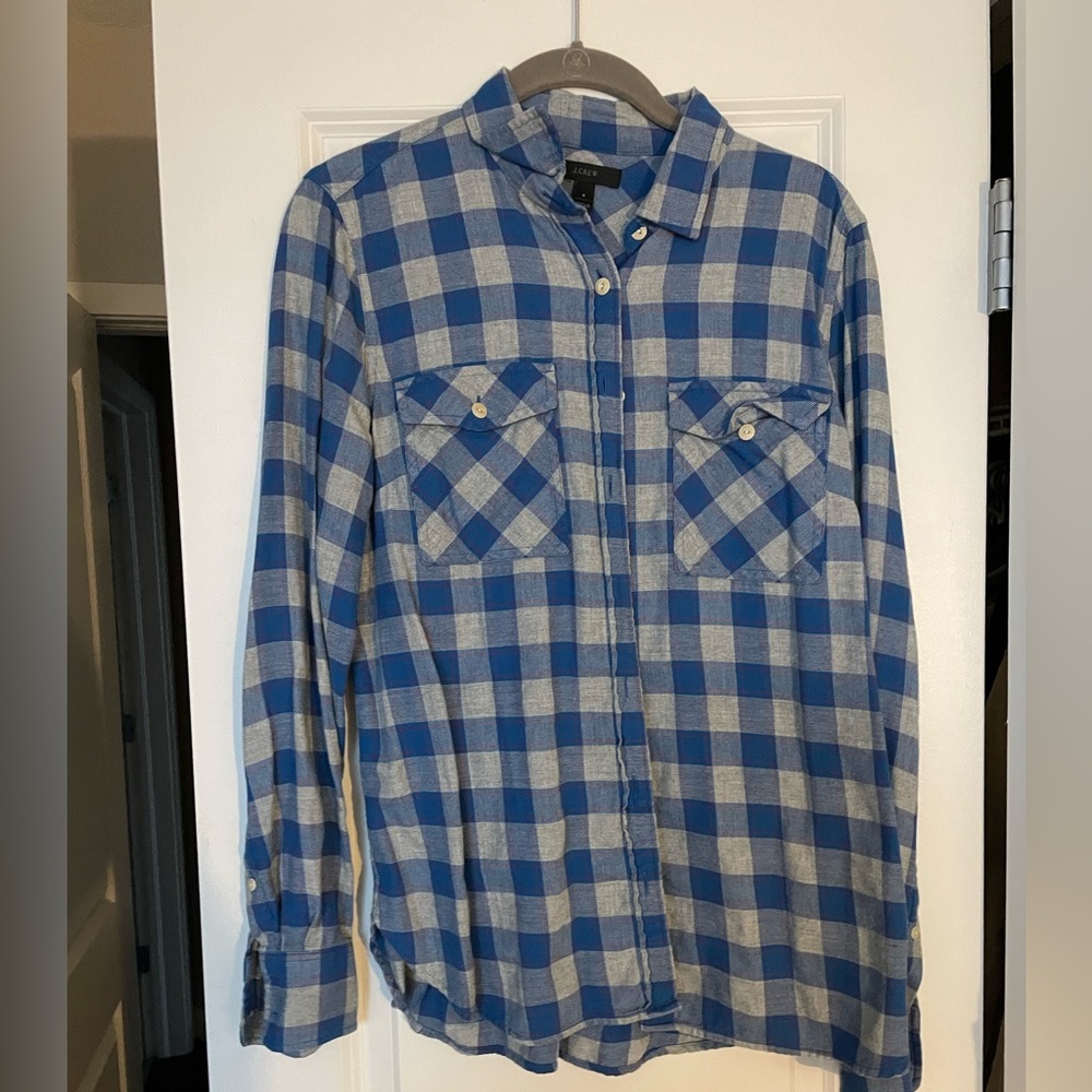 Jcrew Checkered Button Down Top, Size 6 - image 1